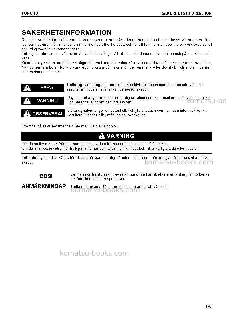 Komatsu pc228uslc-10jpn Operation manual cover Page 5