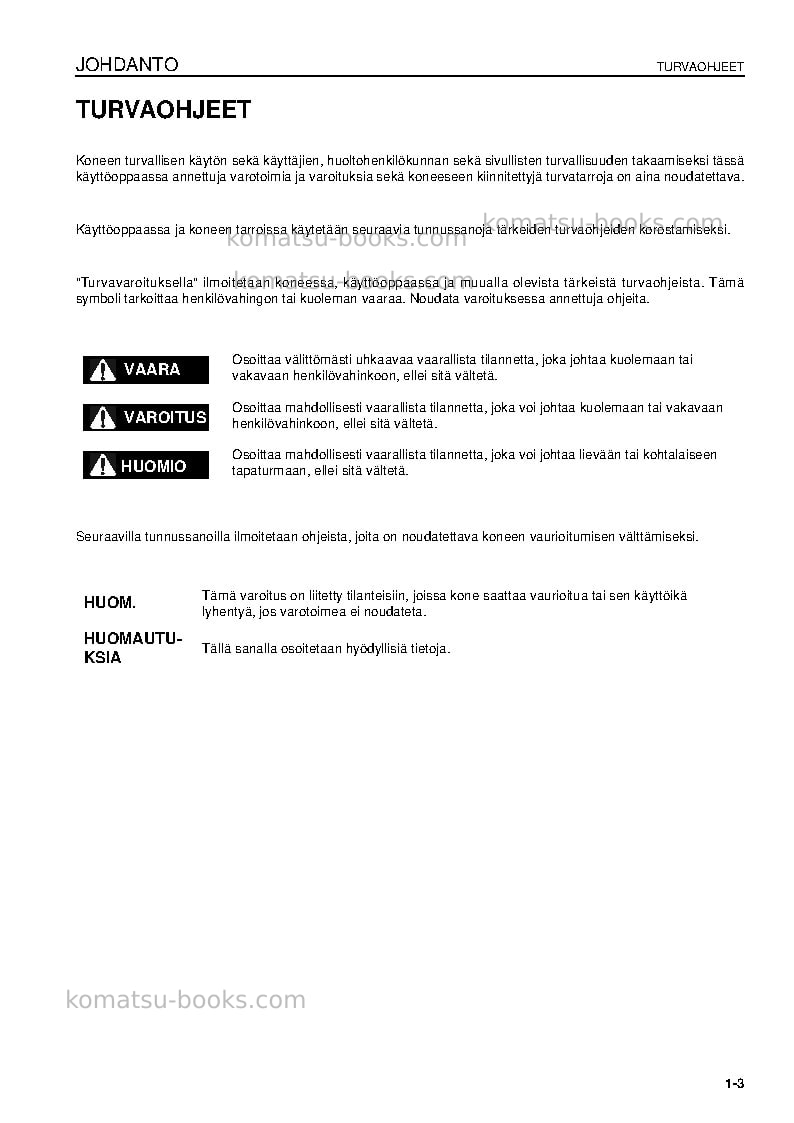 Komatsu wa600-6jpn Operation manual cover Page 5