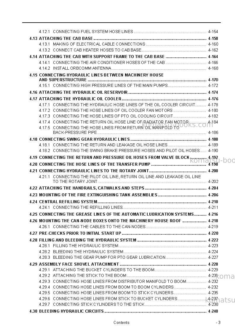 Komatsu pc4000deu Field assembly manual cover Page 5 Komatsu pc4000deu Field assembly manual cover Page 5