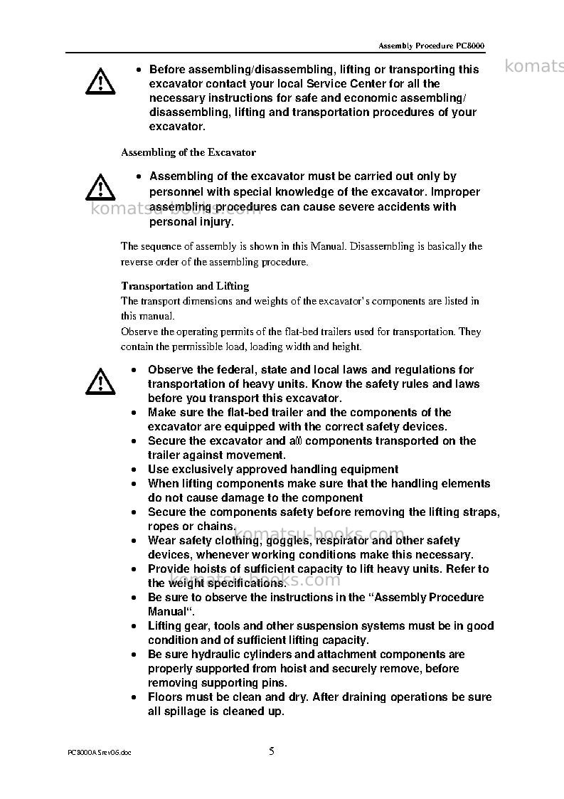 Komatsu pc8000-1deu Field assembly manual cover Page 5