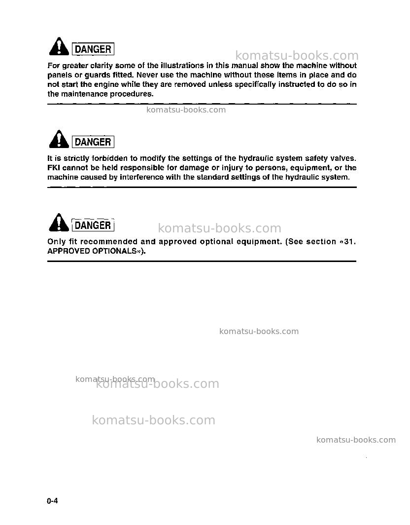 Komatsu pc95-1ita Operation manual cover Page 5 Komatsu pc95-1ita Operation manual cover Page 5