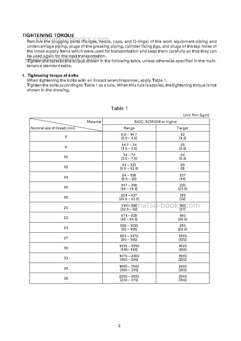 Komatsu pc400-7jpn-extreme cold terrain spec. Field assembly manual cover Page 5