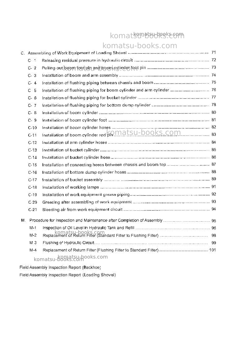 Komatsu pc750lc-7jpn Field assembly manual cover Page 5 Komatsu pc750lc-7jpn Field assembly manual cover Page 5