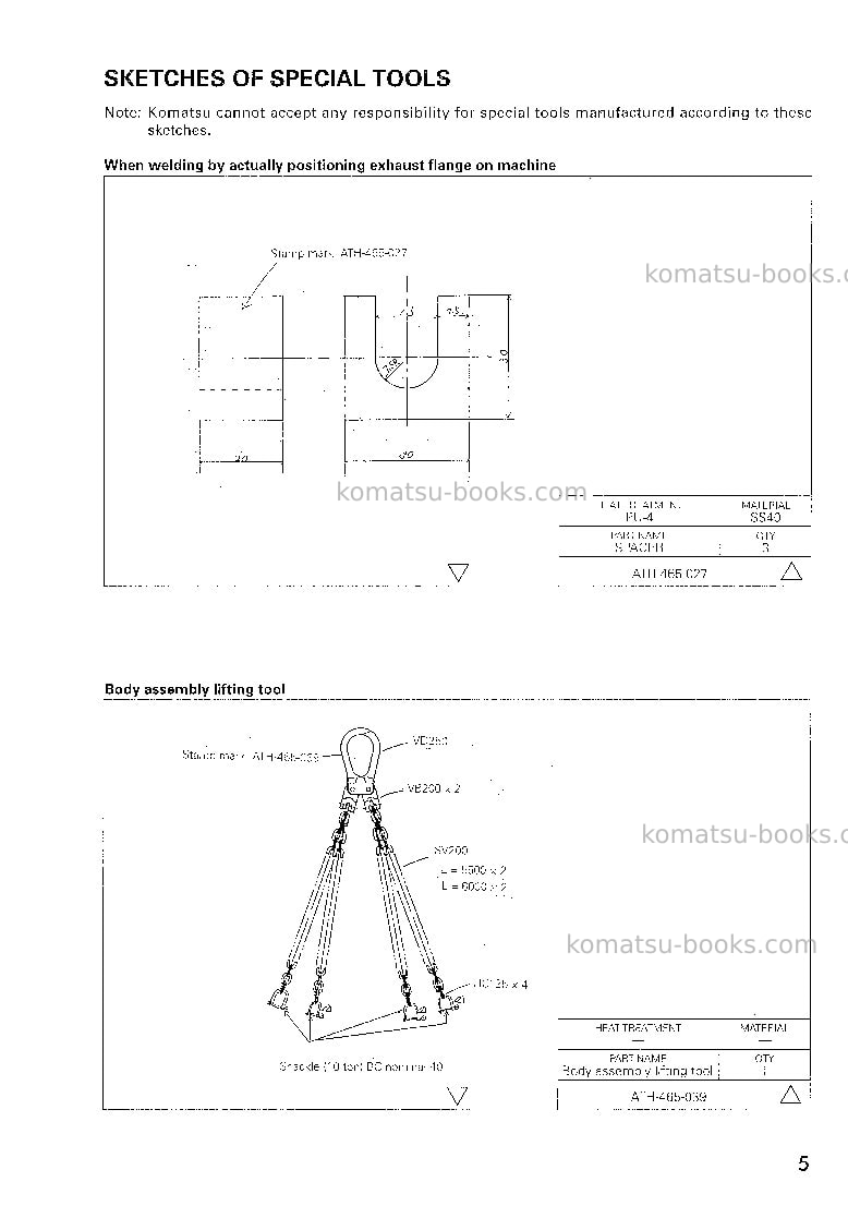 Komatsu hd465-5jpn Field assembly manual cover Page 5 Komatsu hd465-5jpn Field assembly manual cover Page 5