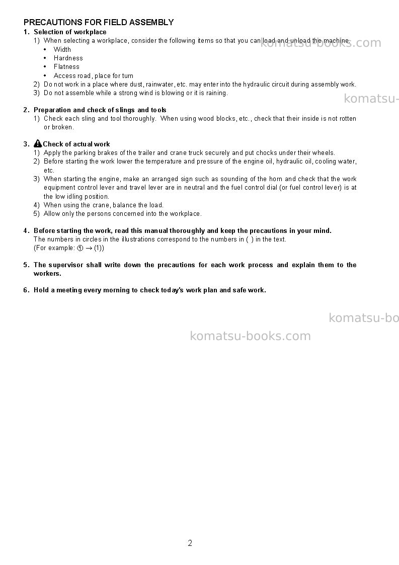 Komatsu br550jg-1jpn Field assembly manual cover Page 5 Komatsu br550jg-1jpn Field assembly manual cover Page 5