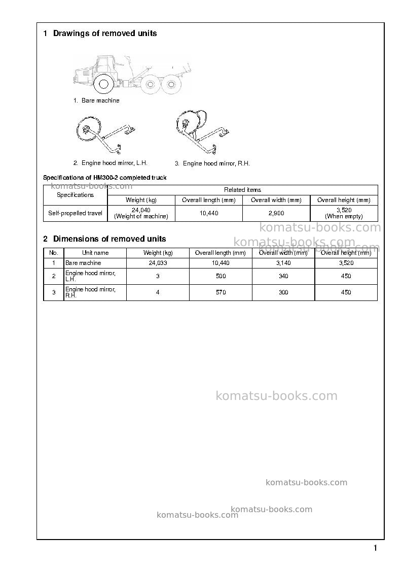 Komatsu hm300-2jpn Field assembly manual cover Page 5 Komatsu hm300-2jpn Field assembly manual cover Page 5