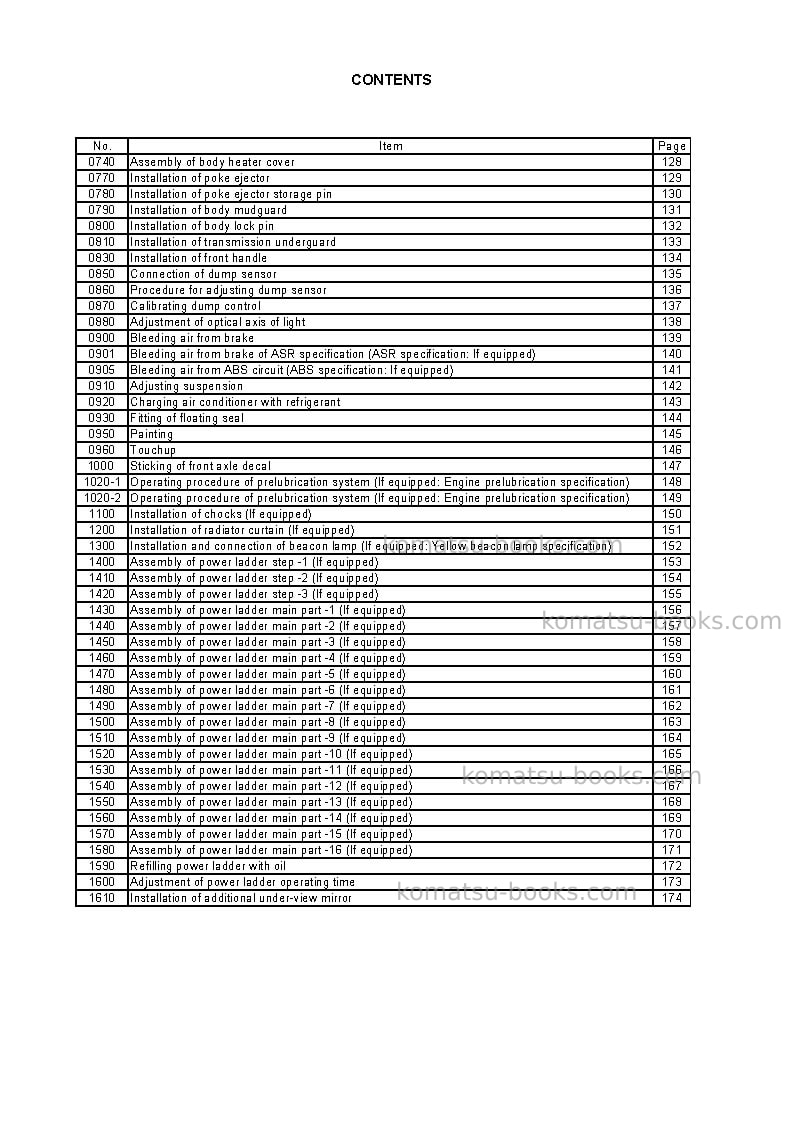 Komatsu hd785-7jpn Field assembly manual cover Page 5 Komatsu hd785-7jpn Field assembly manual cover Page 5