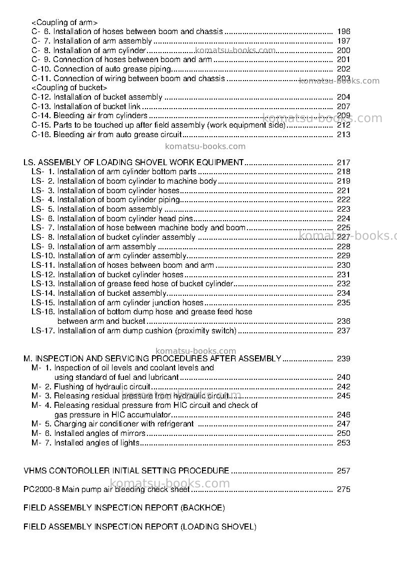 Komatsu pc2000-8jpn--30c degree Field assembly manual cover Page 5 Komatsu pc2000-8jpn--30c degree Field assembly manual cover Page 5