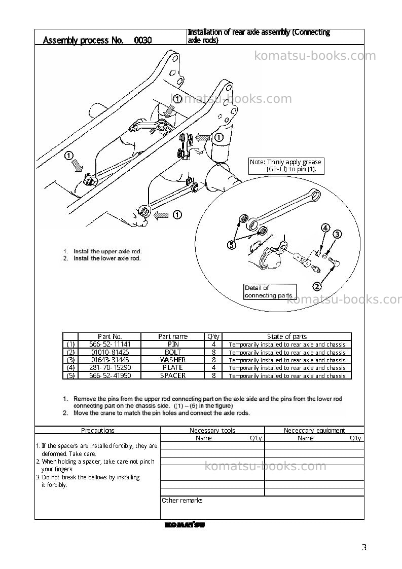 Komatsu hd325-6jpn Field assembly manual cover Page 5