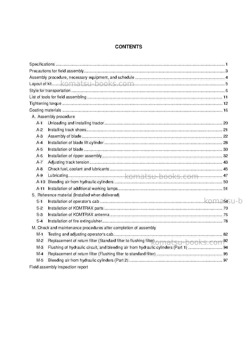 Komatsu d155a-6jpn Field assembly manual cover Page 5