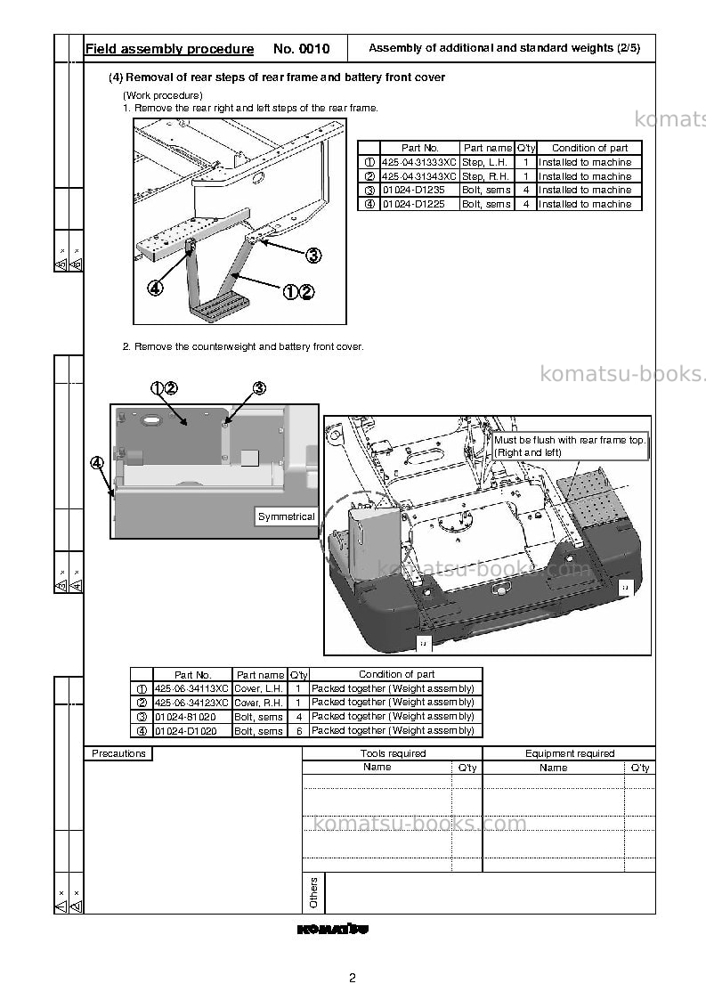 Komatsu wa500-6jpn Field assembly manual cover Page 5 Komatsu wa500-6jpn Field assembly manual cover Page 5