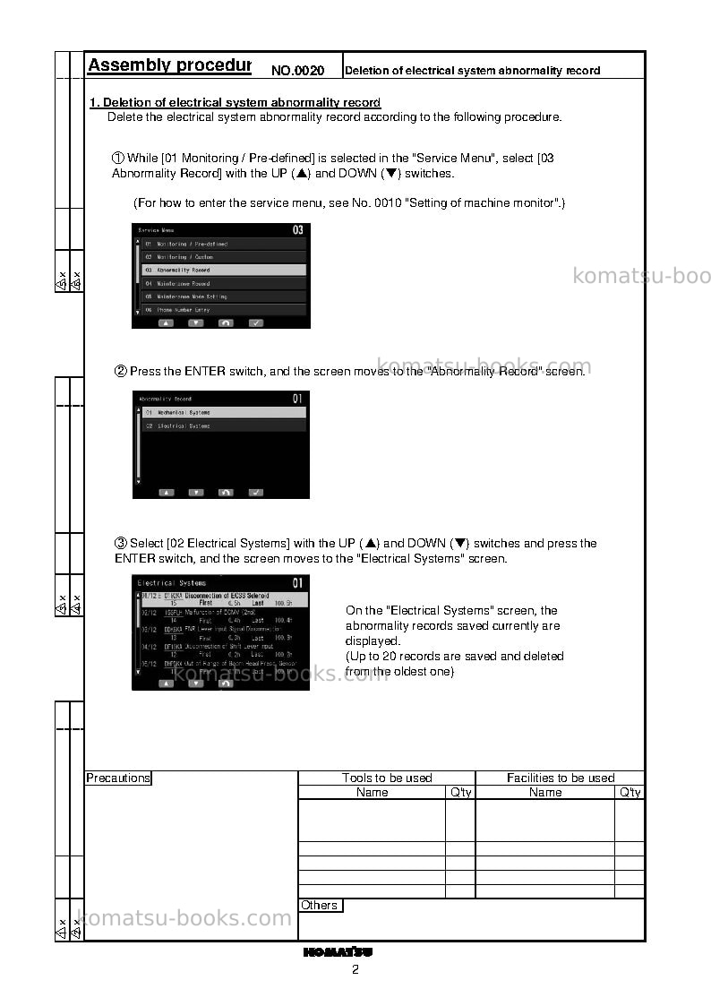 Komatsu wa380-7jpn Field assembly manual cover Page 5 Komatsu wa380-7jpn Field assembly manual cover Page 5