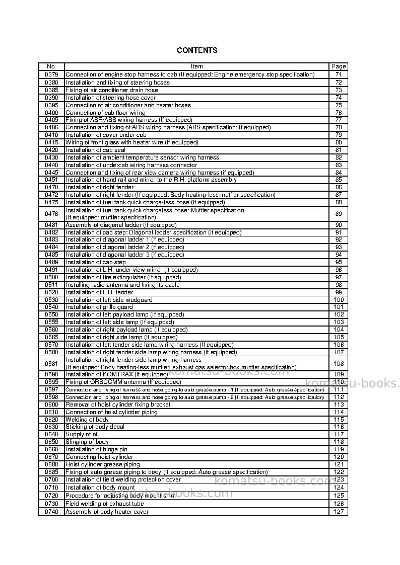 Komatsu hd785-7ind-50c degree m/c spec Field assembly manual cover Page 5