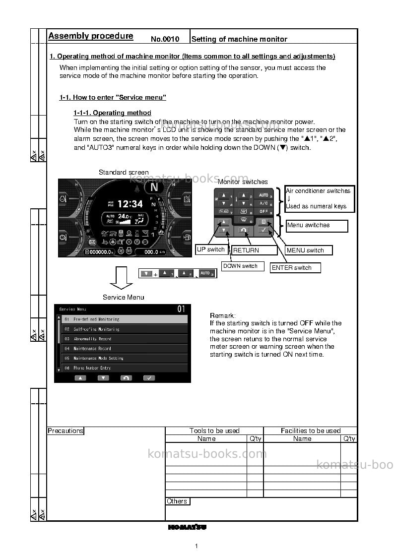 Komatsu wa480-8jpn Field assembly manual cover Page 5 Komatsu wa480-8jpn Field assembly manual cover Page 5