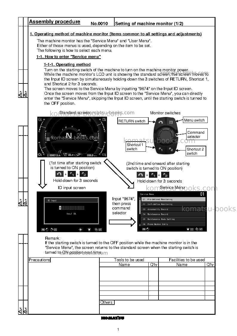 Komatsu wa475-10jpn Field assembly manual cover Page 5 Komatsu wa475-10jpn Field assembly manual cover Page 5