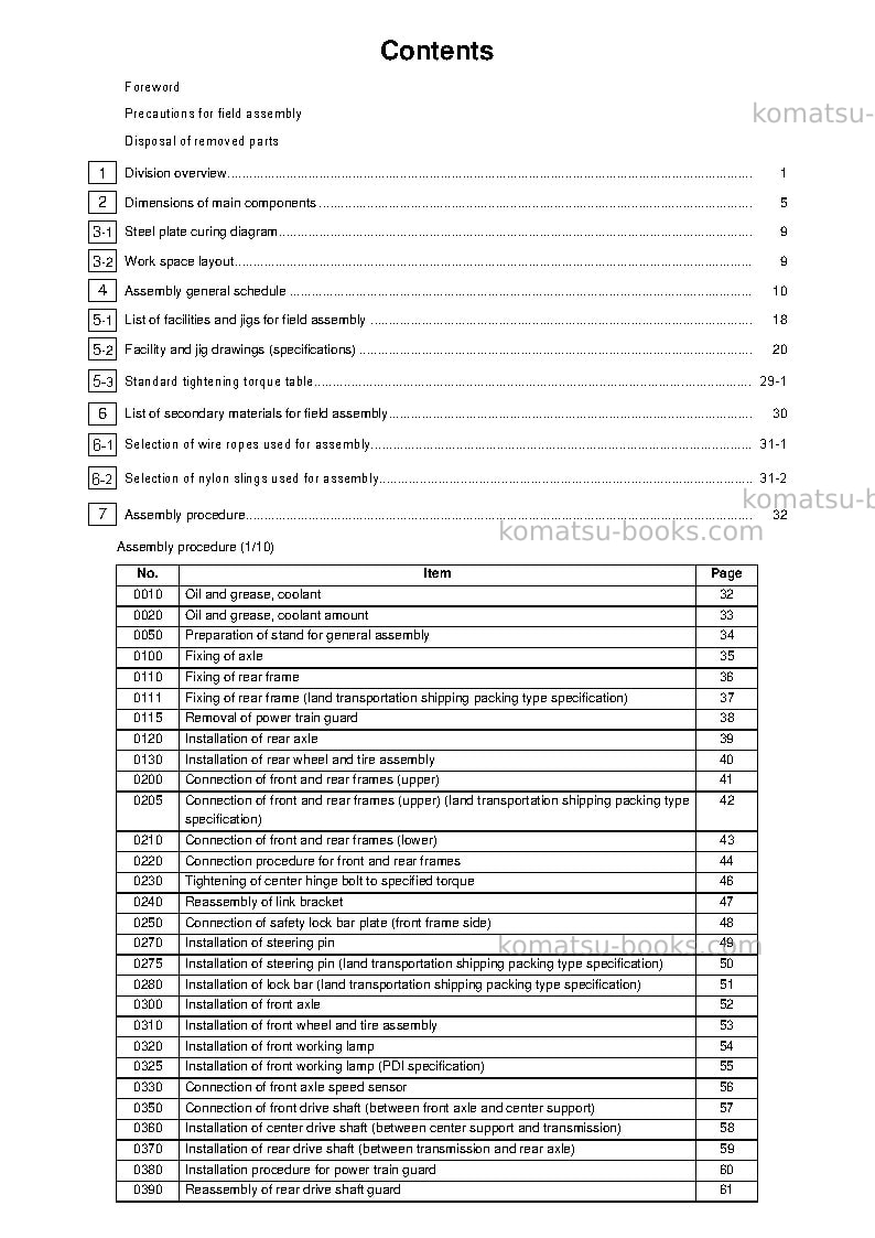 Komatsu wa1200-6jpn Field assembly manual cover Page 5