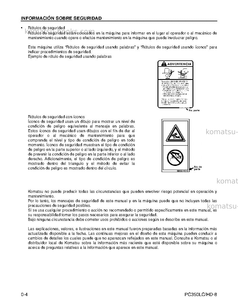 Komatsu pc350hd-8usa Manual de operación cover Page 5 Komatsu pc350hd-8usa Manual de operación cover Page 5