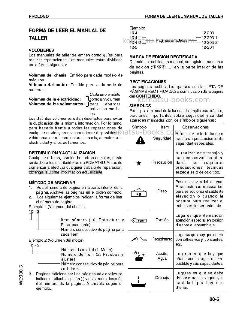 Komatsu wd900-3jpn Reparación y mantenimiento cover Page 5