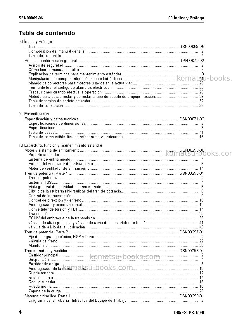 Komatsu d85px-15jpn-e0 Reparación y mantenimiento cover Page 5 Komatsu d85px-15jpn-e0 Reparación y mantenimiento cover Page 5