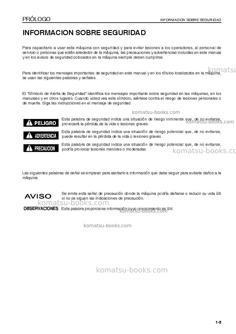 Komatsu hd785-7jpn Manual de operación cover Page 5 Komatsu hd785-7jpn Manual de operación cover Page 5