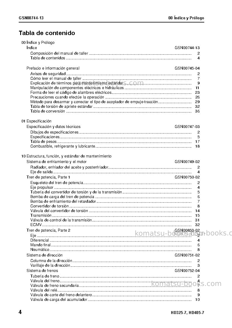 Komatsu hd325-7jpn Reparación y mantenimiento cover Page 5