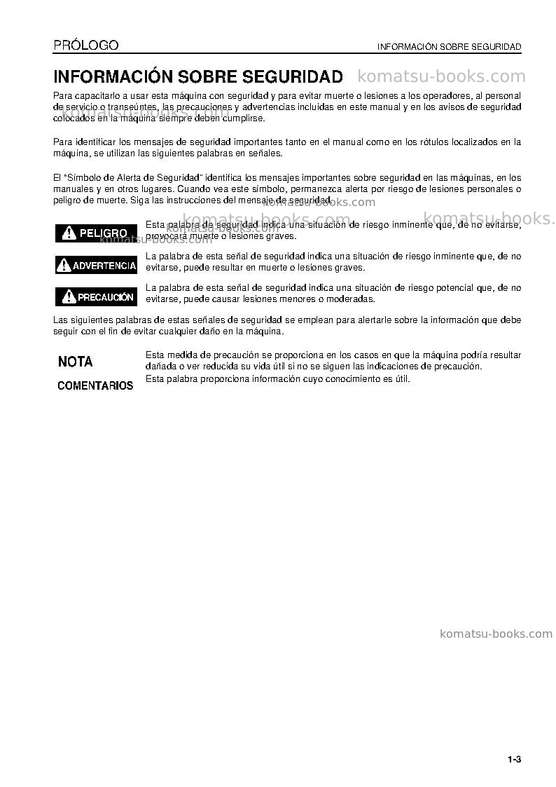 Komatsu pc400-8jpn Manual de operación cover Page 5 Komatsu pc400-8jpn Manual de operación cover Page 5