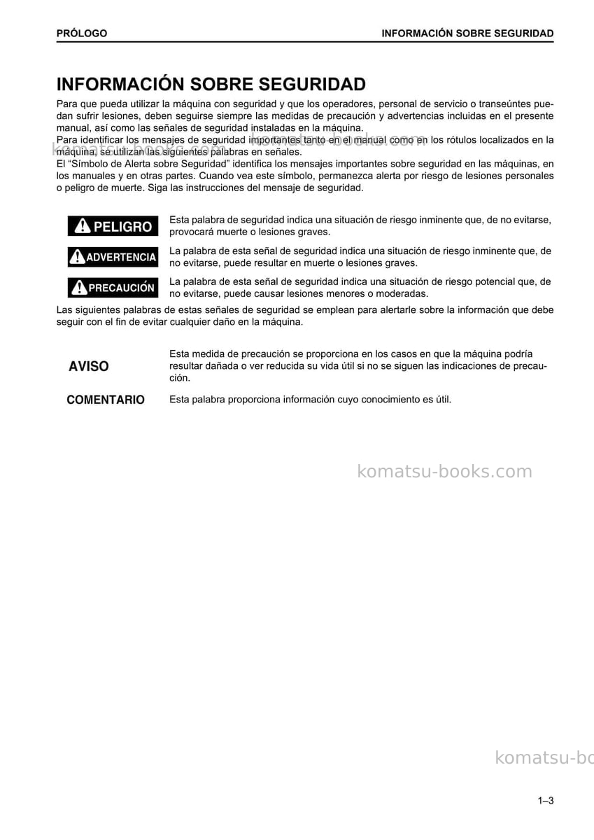 Komatsu hm400-3jpn-m0 Manual de operación cover Page 5 Komatsu hm400-3jpn-m0 Manual de operación cover Page 5