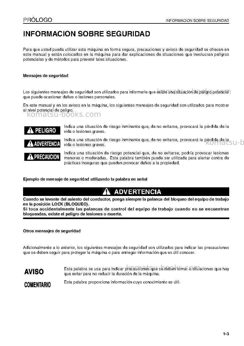 Komatsu wd600-3jpn Manual de operación cover Page 5 Komatsu wd600-3jpn Manual de operación cover Page 5