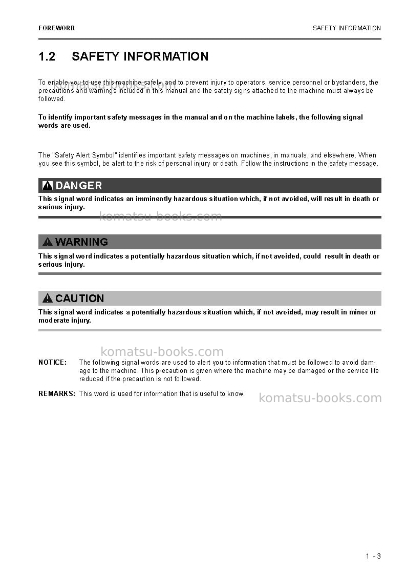 Komatsu pc3000-6deu Operation manual cover Page 5 Komatsu pc3000-6deu Operation manual cover Page 5