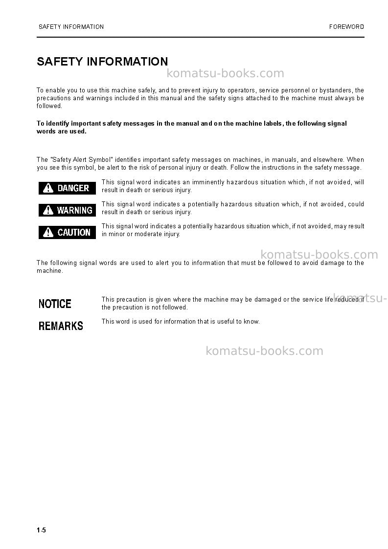Komatsu pc4000-6deu-electric motor Operation manual cover Page 5