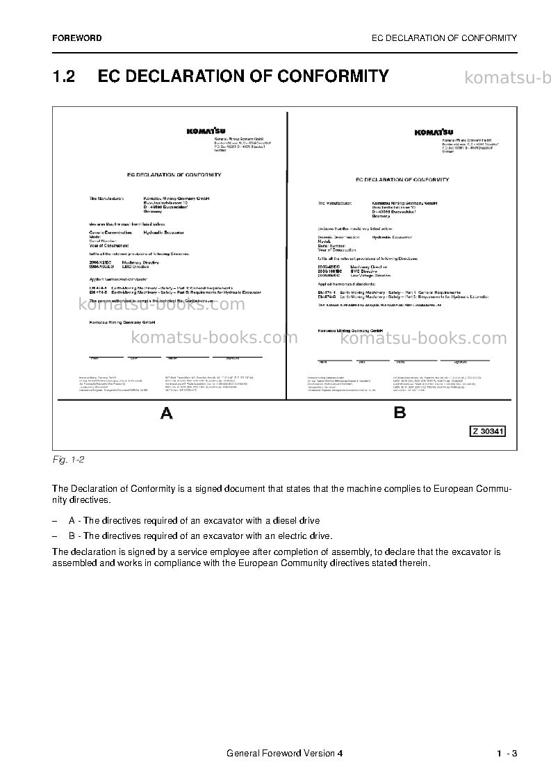 Komatsu pc4000-6deu Operation manual cover Page 5 Komatsu pc4000-6deu Operation manual cover Page 5