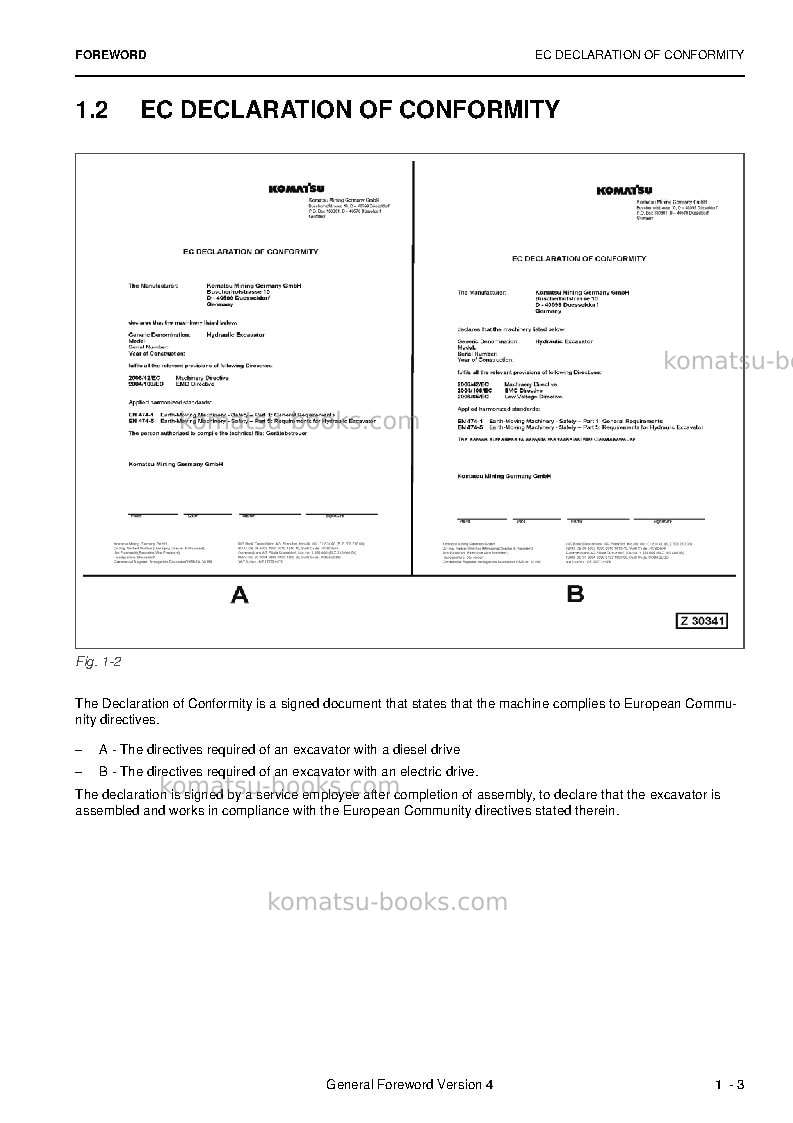 Komatsu pc4000-6deu Operation manual cover Page 5 Komatsu pc4000-6deu Operation manual cover Page 5