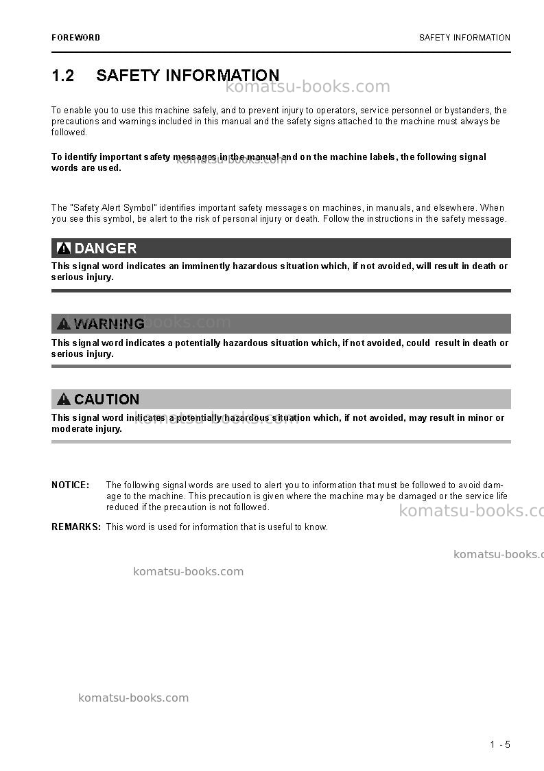 Komatsu pc8000-6deu Operation manual cover Page 5