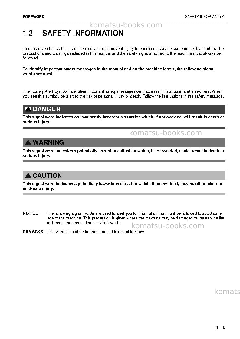 Komatsu pc5500-6deu Operation manual cover Page 5 Komatsu pc5500-6deu Operation manual cover Page 5