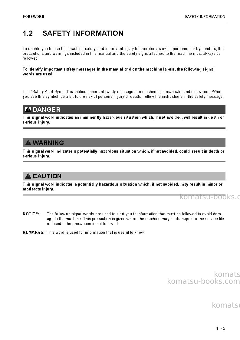 Komatsu pc3000-6deu Operation manual cover Page 5 Komatsu pc3000-6deu Operation manual cover Page 5