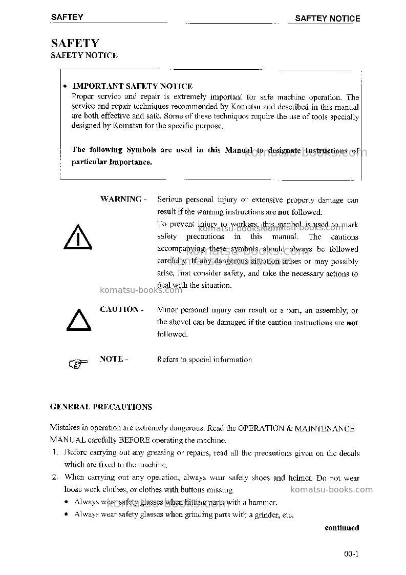 Komatsu pc3000-1deu-electric motor Repair & maintenance cover Page 5