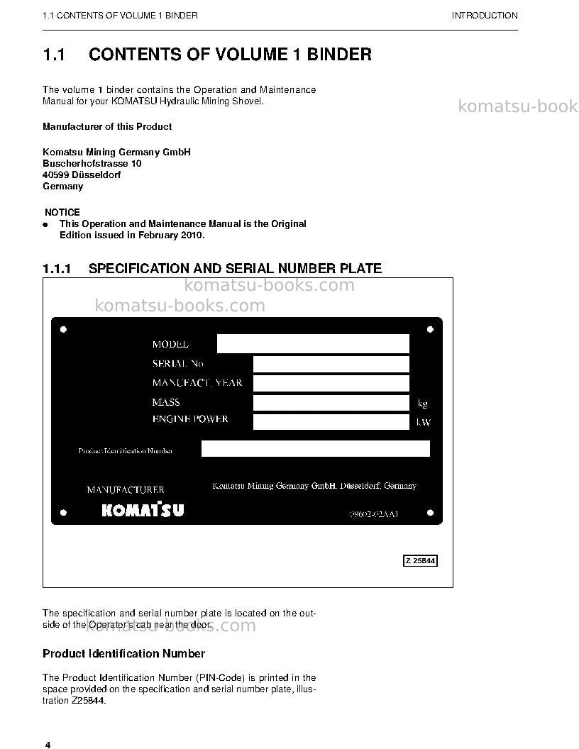 Komatsu pc8000-6deu Repair & maintenance cover Page 5 Komatsu pc8000-6deu Repair & maintenance cover Page 5
