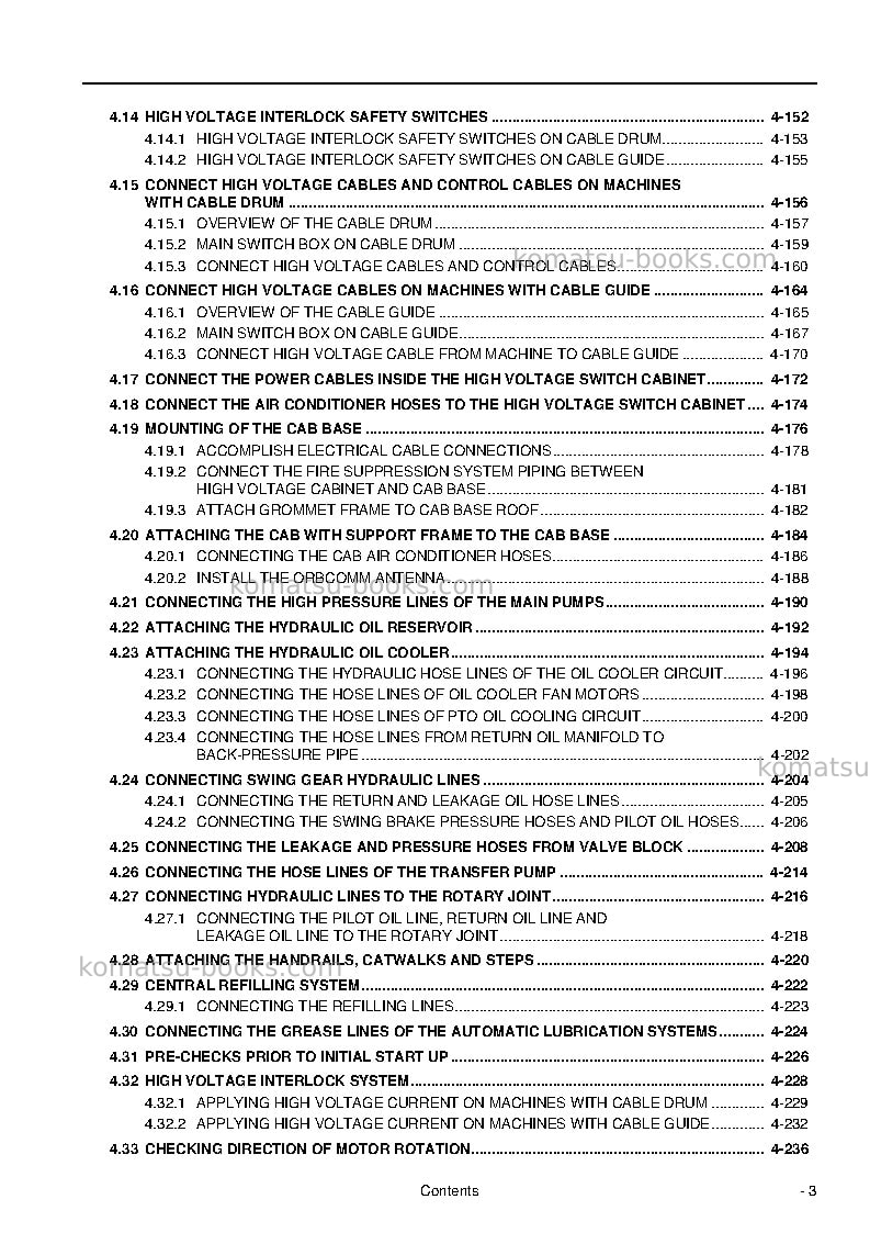 Komatsu pc4000e-6deu Field assembly manual cover Page 5 Komatsu pc4000e-6deu Field assembly manual cover Page 5