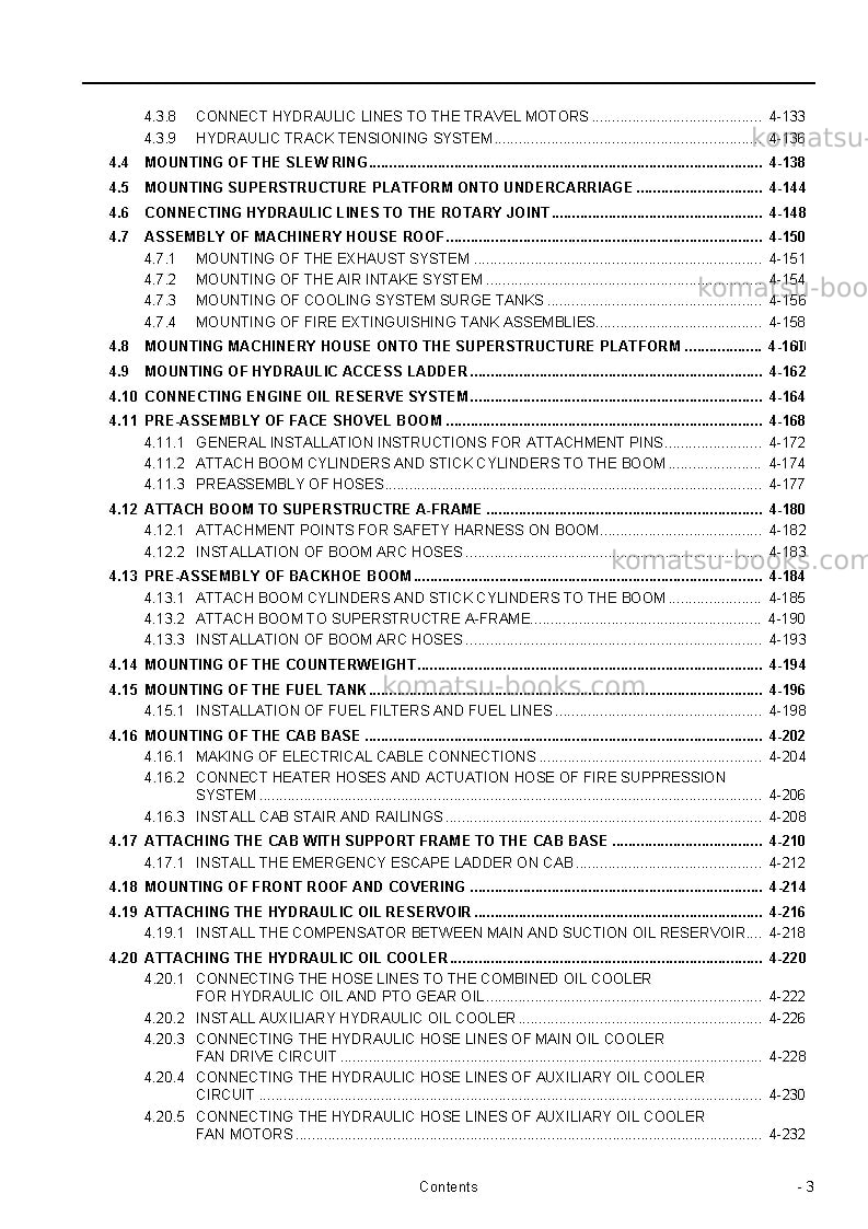 Komatsu pc8000-6deu Field assembly manual cover Page 5 Komatsu pc8000-6deu Field assembly manual cover Page 5