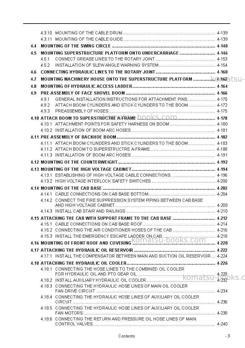 Komatsu pc8000e-6deu Field assembly manual cover Page 5 Komatsu pc8000e-6deu Field assembly manual cover Page 5