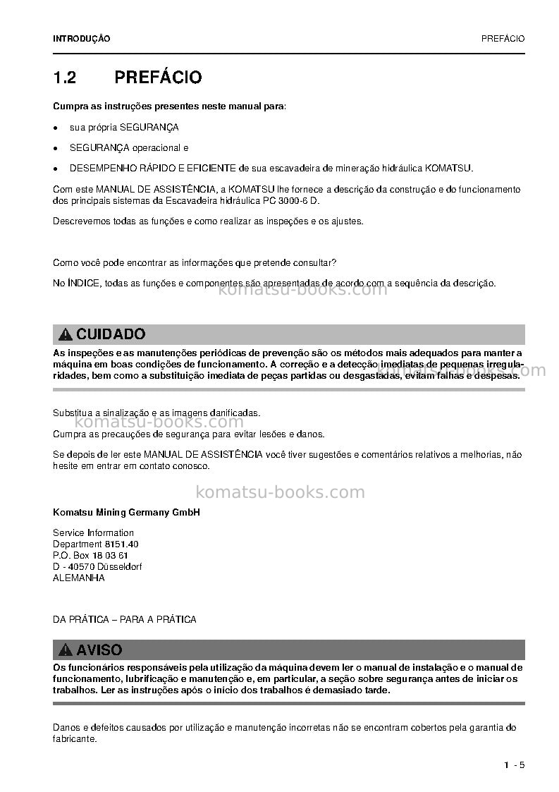 Komatsu pc3000-6deu Reparo e manutenção capa Página 5 Komatsu pc3000-6deu Reparo e manutenção capa Página 5