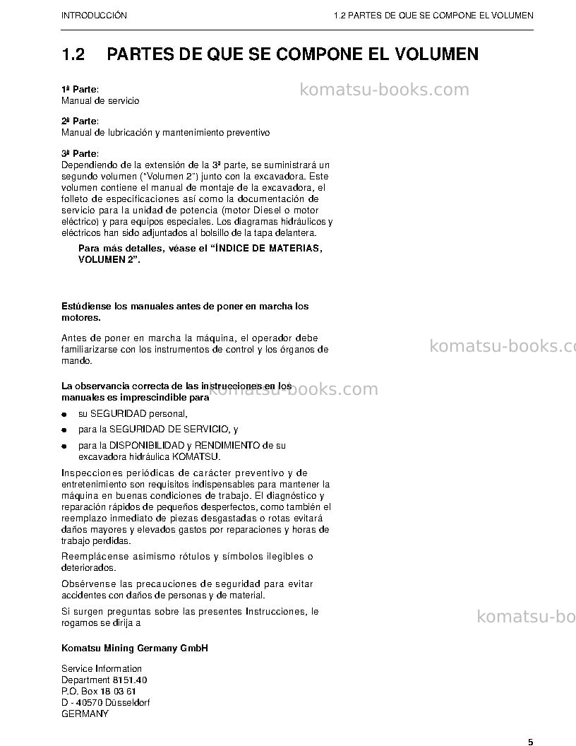 Komatsu pc3000-6deu Manual de operación cover Page 5