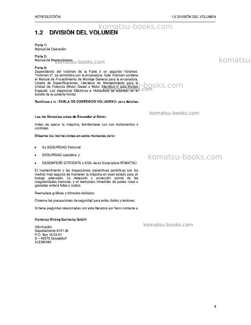 Komatsu pc4000-6deu Manual de operación cover Page 5 Komatsu pc4000-6deu Manual de operación cover Page 5
