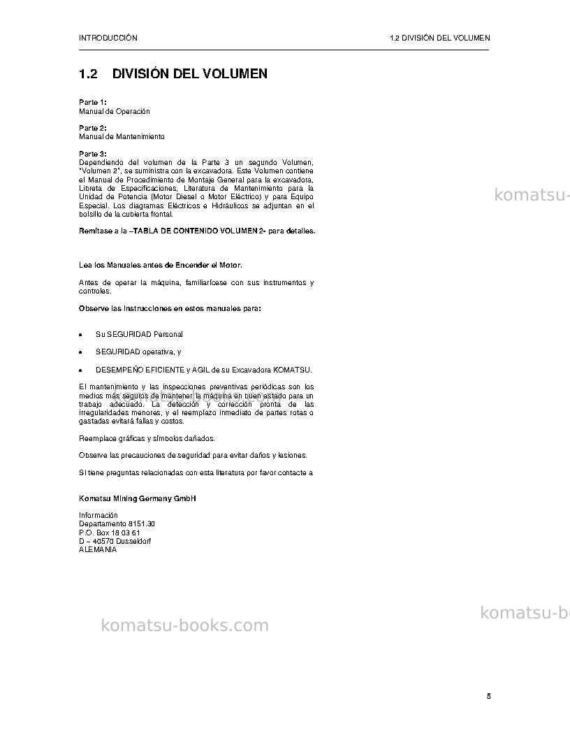 Komatsu pc4000-6deu Manual de operación cover Page 5 Komatsu pc4000-6deu Manual de operación cover Page 5
