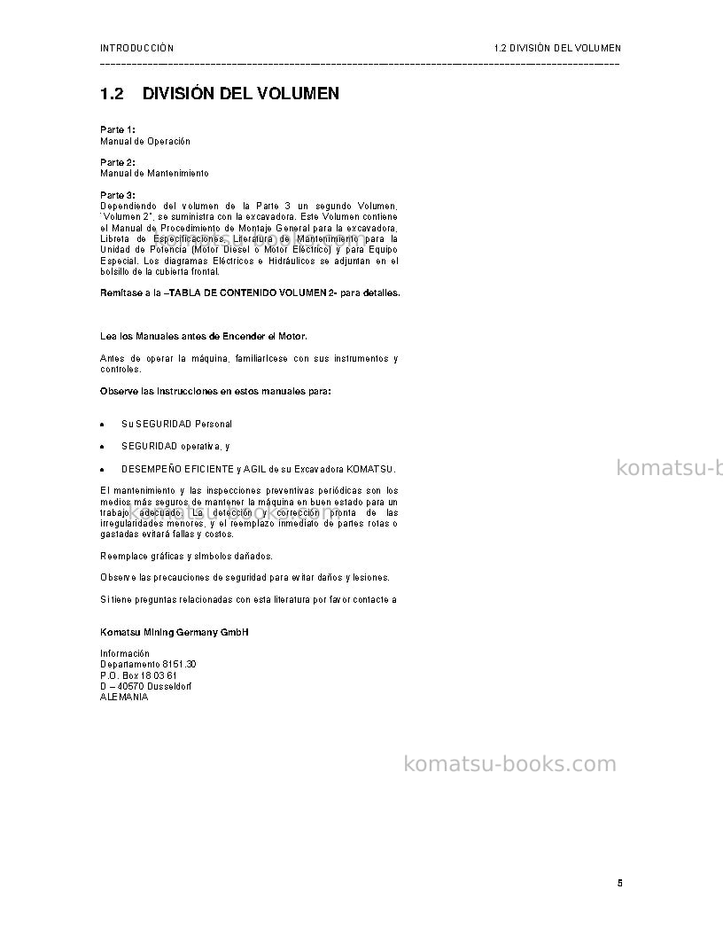 Komatsu pc4000-6deu Manual de operación cover Page 5 Komatsu pc4000-6deu Manual de operación cover Page 5