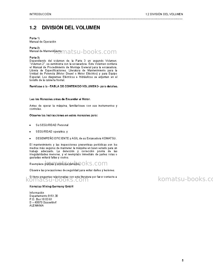 Komatsu pc4000-6deu Manual de operación cover Page 5 Komatsu pc4000-6deu Manual de operación cover Page 5