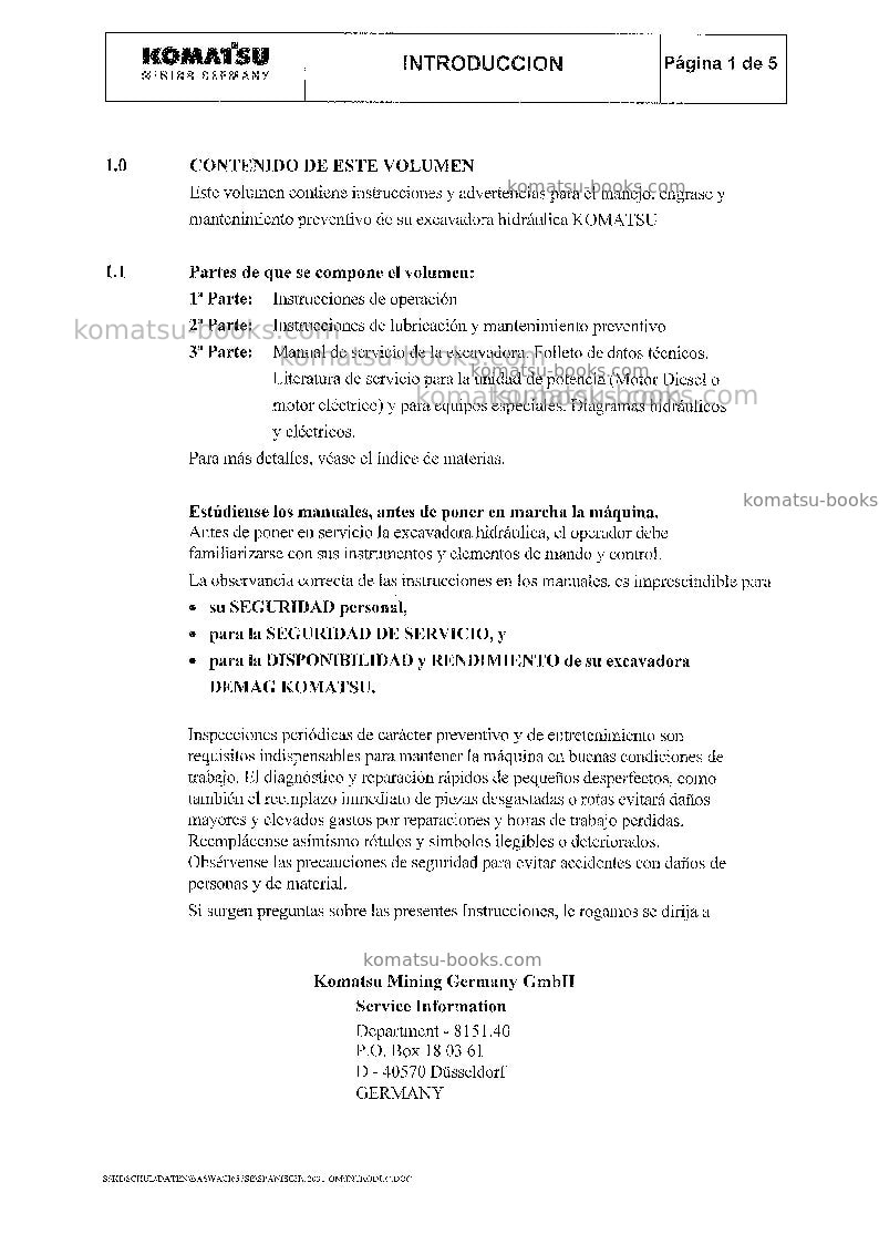 Komatsu pc8000-6deu-mian drive motor Manual de operación cover Page 5