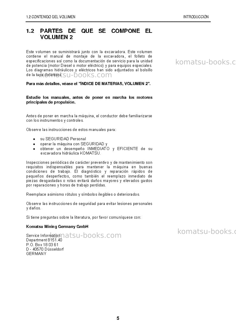 Komatsu pc8000-6deu Manual de operación cover Page 5 Komatsu pc8000-6deu Manual de operación cover Page 5