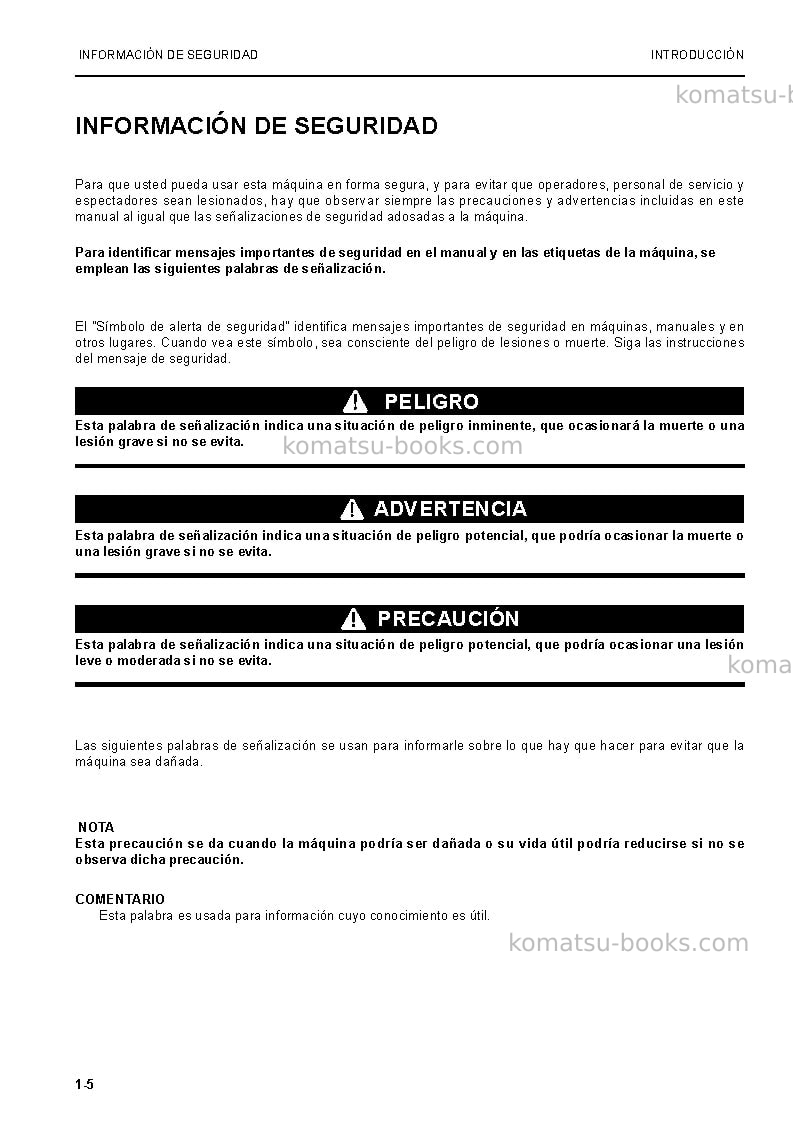 Komatsu pc8000-6deu Manual de operación cover Page 5 Komatsu pc8000-6deu Manual de operación cover Page 5