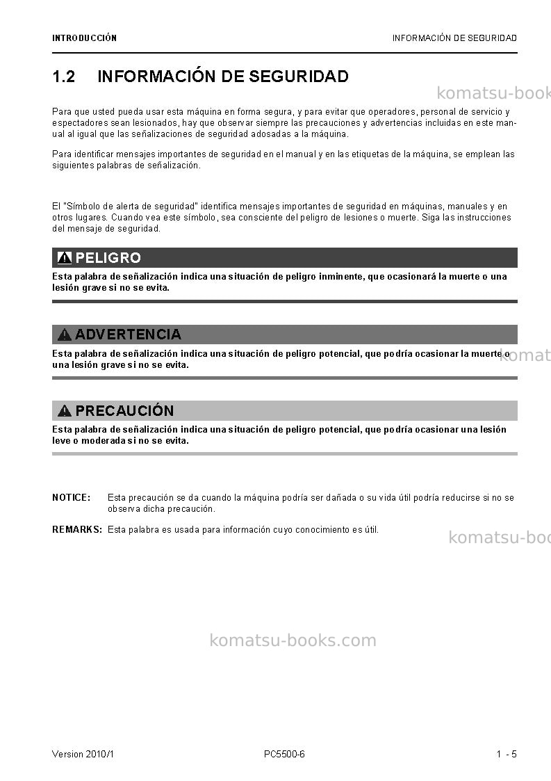 Komatsu pc8000-6deu Manual de operación cover Page 5 Komatsu pc8000-6deu Manual de operación cover Page 5